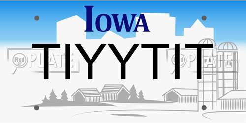 TIYYTIT Iowa License Plate