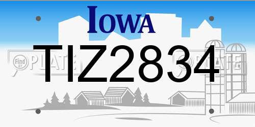 TIZ2834 Iowa License Plate
