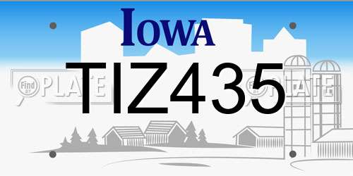 TIZ435 Iowa License Plate