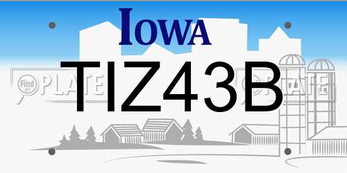 TIZ43B Iowa License Plate