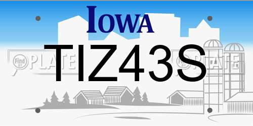 TIZ43S Iowa License Plate