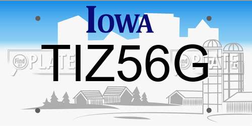 TIZ56G Iowa License Plate