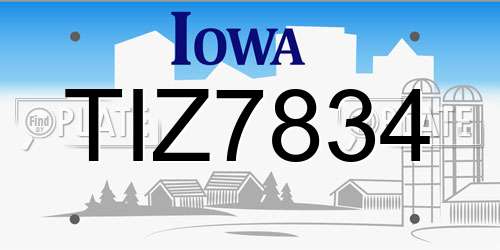 TIZ7834 Iowa License Plate