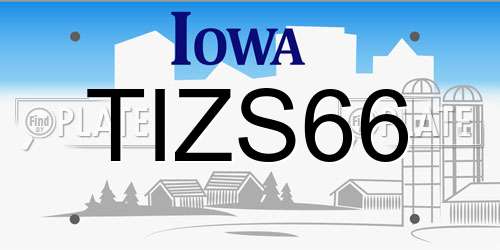 TIZS66 Iowa License Plate