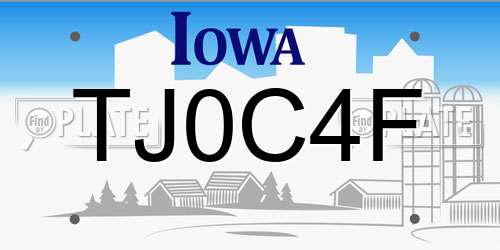 TJ0C4F Iowa License Plate