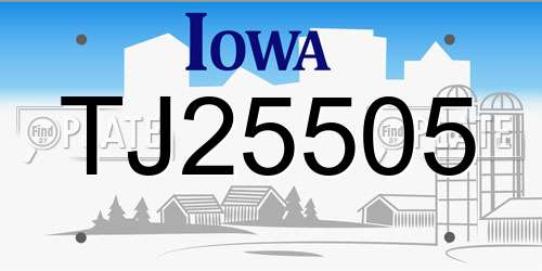 TJ25505 Iowa License Plate