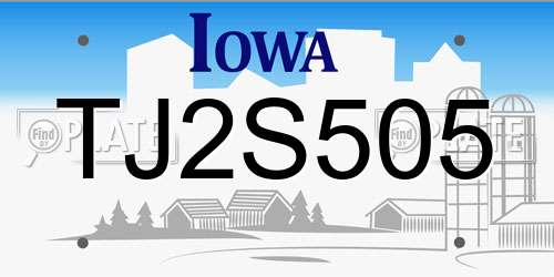 TJ2S505 Iowa License Plate