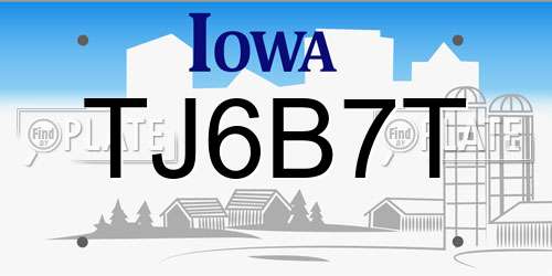 TJ6B7T Iowa License Plate