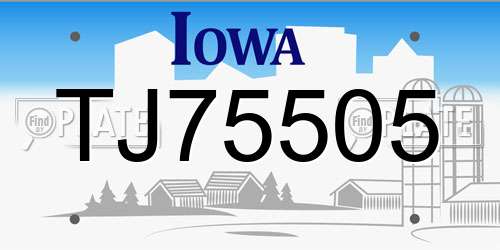 TJ75505 Iowa License Plate
