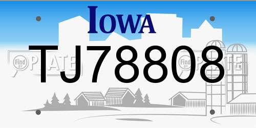 TJ78808 Iowa License Plate