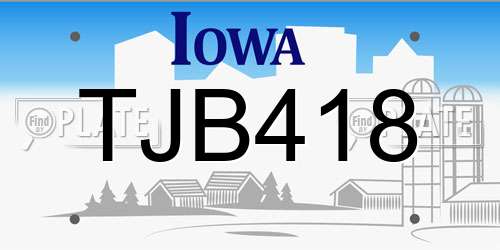 TJB418 Iowa License Plate