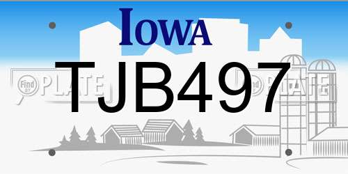 TJB497 Iowa License Plate
