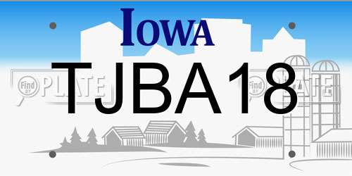 TJBA18 Iowa License Plate