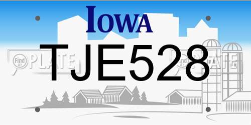 TJE528 Iowa License Plate