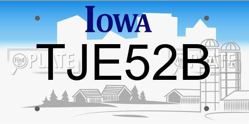 TJE52B Iowa License Plate