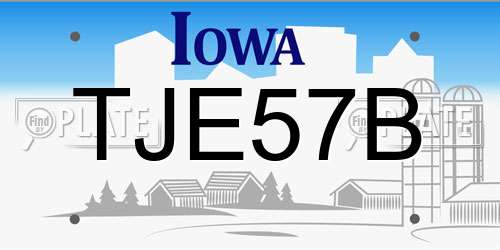 TJE57B Iowa License Plate