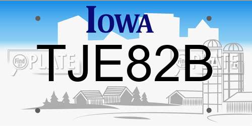 TJE82B Iowa License Plate