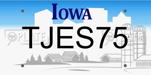 TJES75 Iowa License Plate