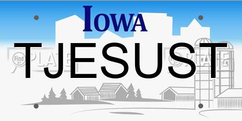 TJESUST Iowa License Plate