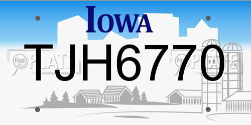 TJH6770 Iowa License Plate
