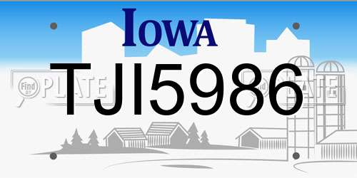 TJI5986 Iowa License Plate