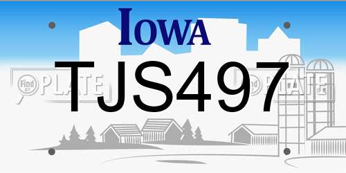 TJS497 Iowa License Plate
