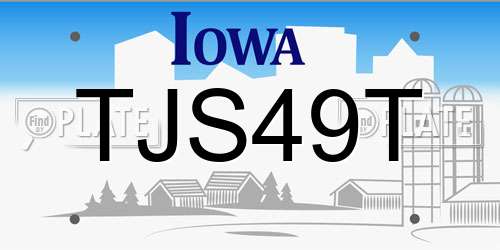 TJS49T Iowa License Plate