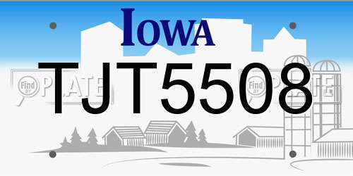 TJT5508 Iowa License Plate
