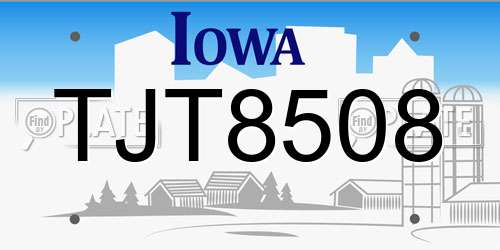TJT8508 Iowa License Plate