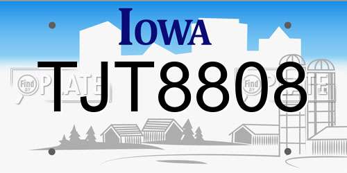 TJT8808 Iowa License Plate
