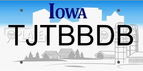 TJTBBDB Iowa License Plate