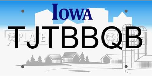TJTBBQB Iowa License Plate