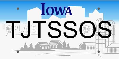 TJTSSOS Iowa License Plate