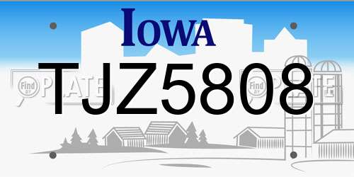TJZ5808 Iowa License Plate