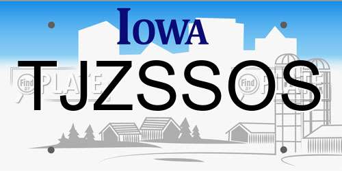 TJZSSOS Iowa License Plate