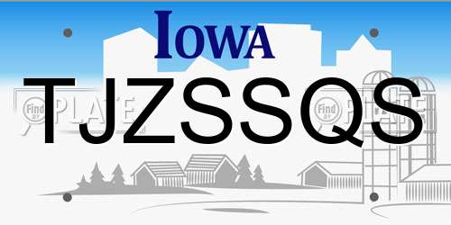 TJZSSQS Iowa License Plate