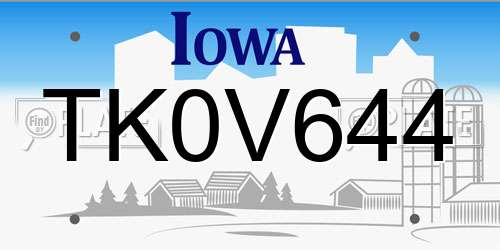 TK0V644 Iowa License Plate