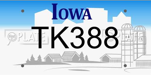 TK388 Iowa License Plate