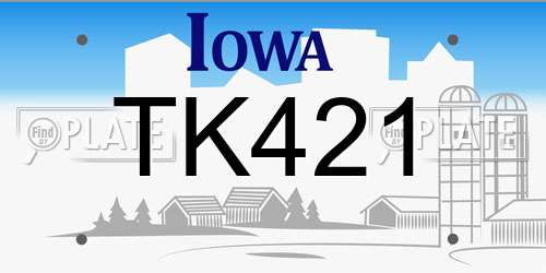 TK421 Iowa License Plate