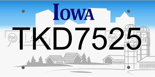 TKD7525 Iowa License Plate