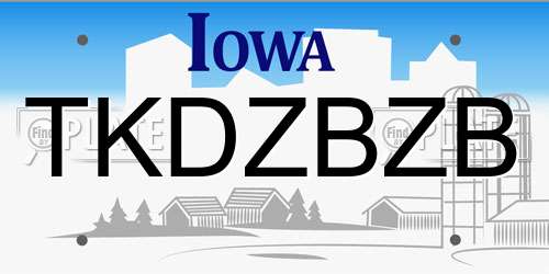 TKDZBZB Iowa License Plate