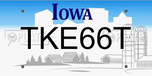 TKE66T Iowa License Plate