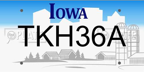 TKH36A Iowa License Plate