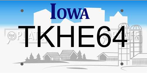 TKHE64 Iowa License Plate