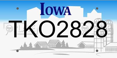 TKO2828 Iowa License Plate
