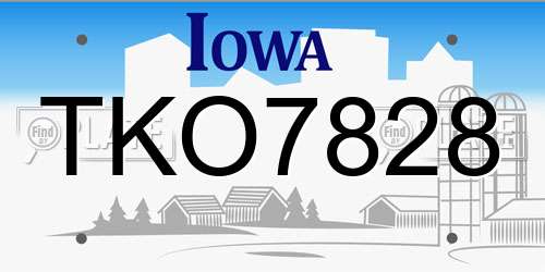 TKO7828 Iowa License Plate