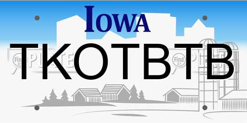 TKOTBTB Iowa License Plate