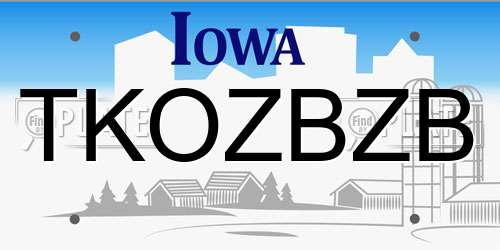 TKOZBZB Iowa License Plate