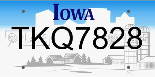 TKQ7828 Iowa License Plate
