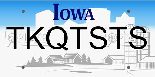 TKQTSTS Iowa License Plate